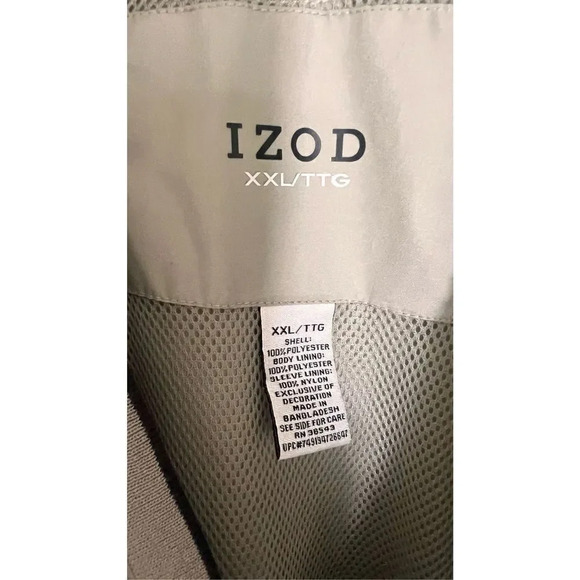 Izod Men’s XXL 2XL Tan V Neck Mesh Fleece Lined Pullover Jacket Coat - Picture 4 of 12